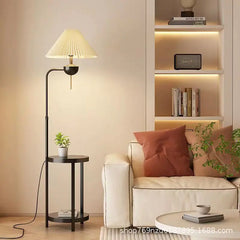 Elegant Cream Floor Lamp with Charging Station