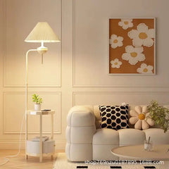 Elegant Cream Floor Lamp with Charging Station