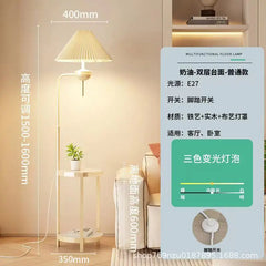 Elegant Cream Floor Lamp with Charging Station