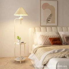 Elegant Cream Floor Lamp with Charging Station